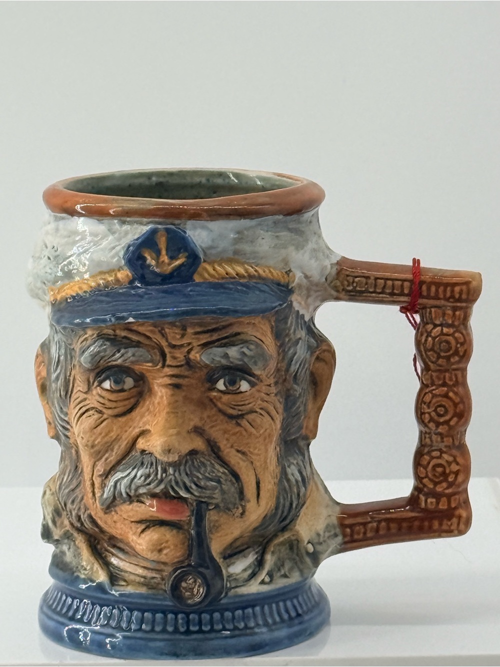 Ceramic Sailor Face Decorative Mug — Blue, Brown